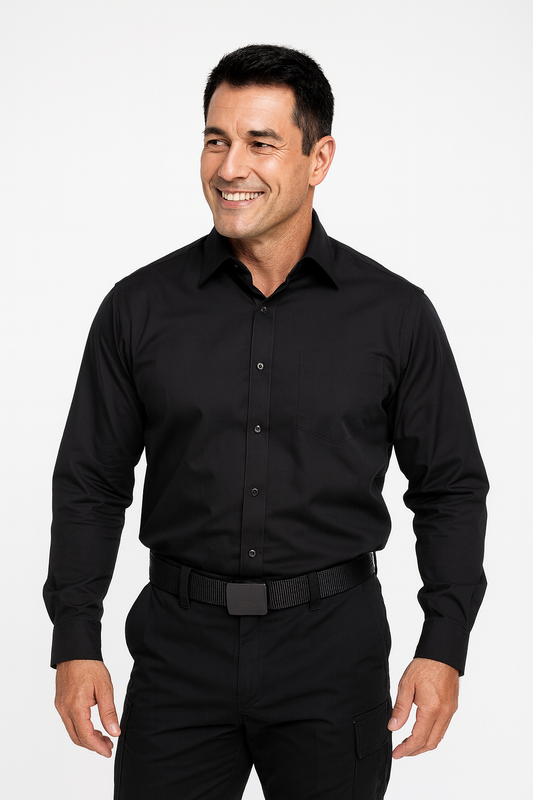 Camisa Trevira Negra Manga Larga