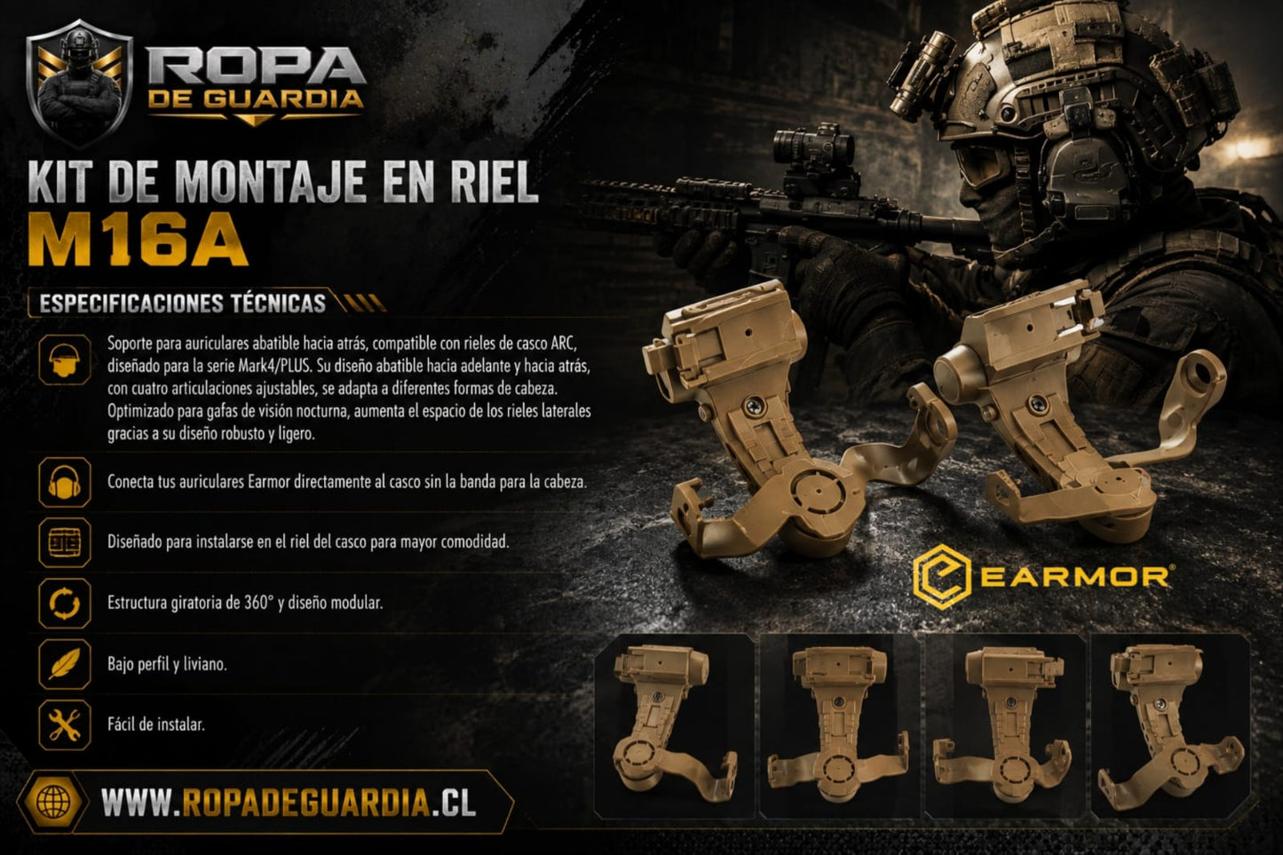 Kit de montaje en riel Earmor M16A